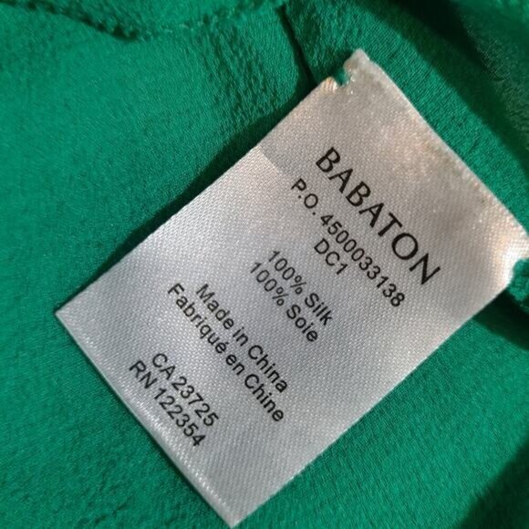 Aritzia Babaton Green Silk Ruffled Blouse - Size Small - Picture 7 of 8